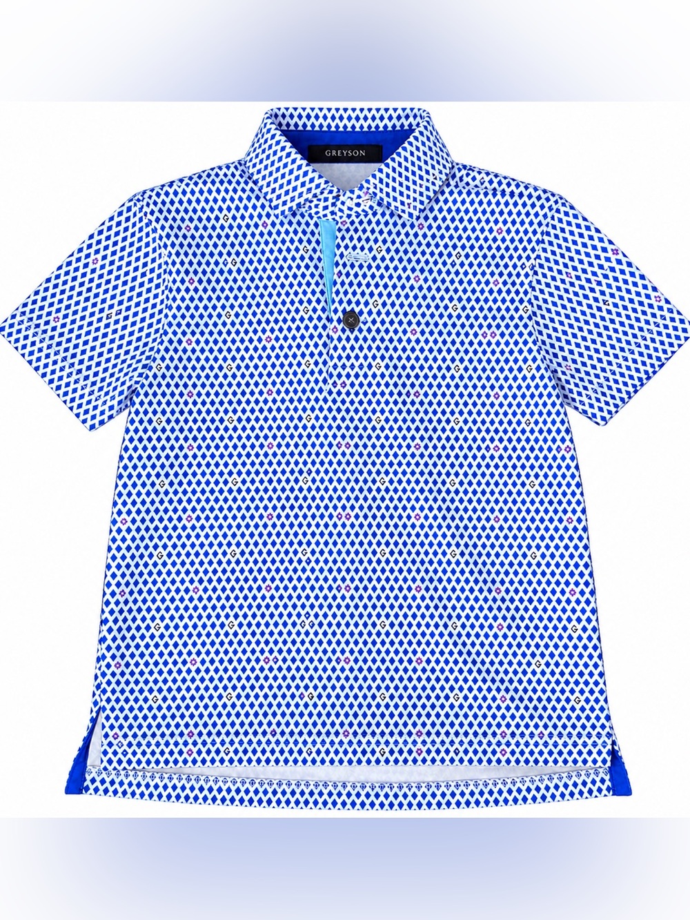 Greyson Blue White Diamond-Print Polo